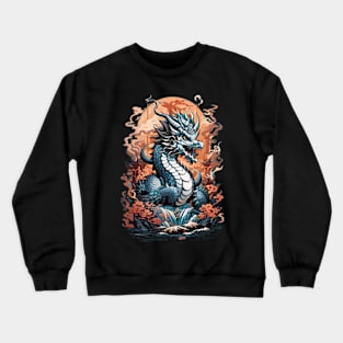 Japanese dragon Watatsumi in his underwater palace Crewneck Sweatshirt